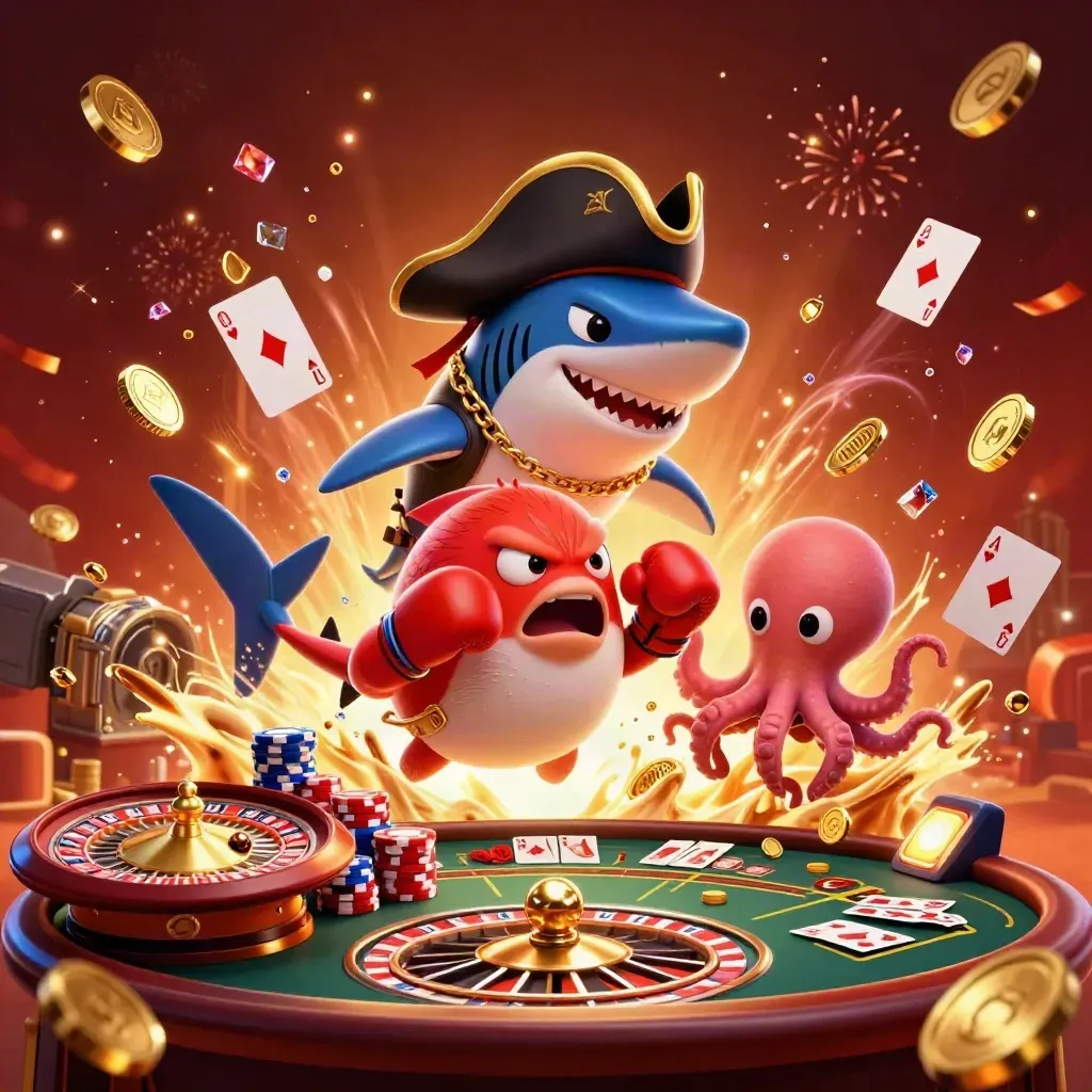 Squalo pirata, pesce palla e piovra baby tra monete d’oro, roulette e fuochi d’artificio.