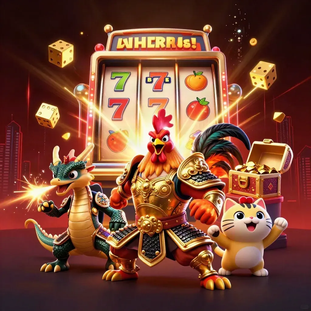 Gallo samurai, draghino e gatto fortunato tra slot, dadi d’oro e lampi.